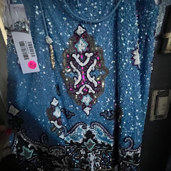 Jovani 09340 Blue Multi V Neck Embellished Cocktail Dress- Brand New with Tags - Picture 7 of 11